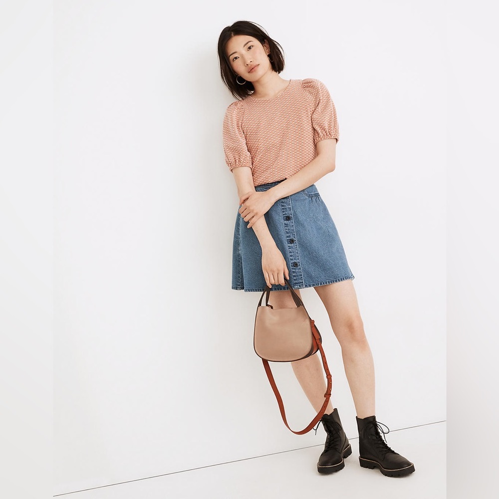 Madewell Floral Jacquard Puff Sleeve Tee